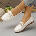 Kensington Elegant White Loafers with Diamante Detail