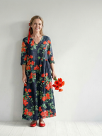 Cyrus | Calm Drape Floral Midi Dress