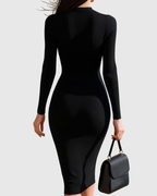 Eadwine | Zip-Front Ribbed Knit Midi Dress