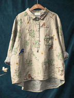 Lorelai | Boughs And Robin Birds Pattern Printed Women's Casual  Shirt