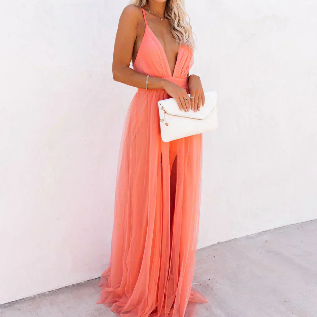 SOPHIA | Coral Sunset Maxi Gown