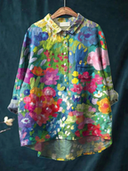 Jasimne | Women's Vintage Lovely Floral Art Print Casual  Shirt