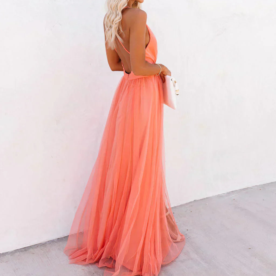 SOPHIA | Coral Sunset Maxi Gown