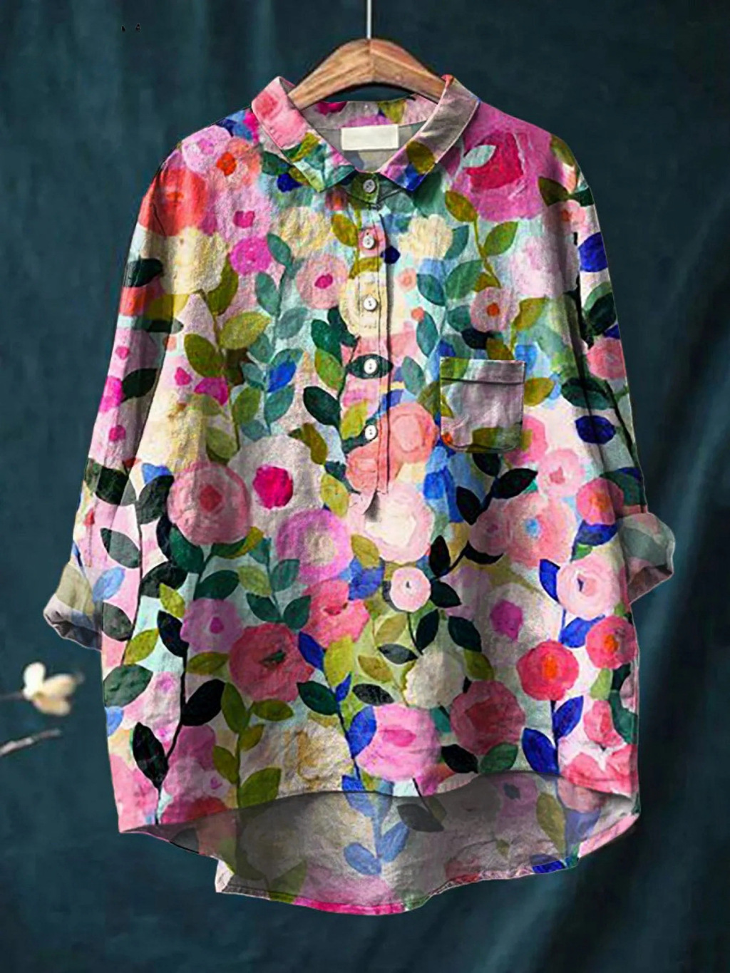 Delia | Colourful Spring Floral Garden Printed Women's Casual  Shirt