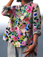 Delia | Colourful Spring Floral Garden Printed Women's Casual  Shirt