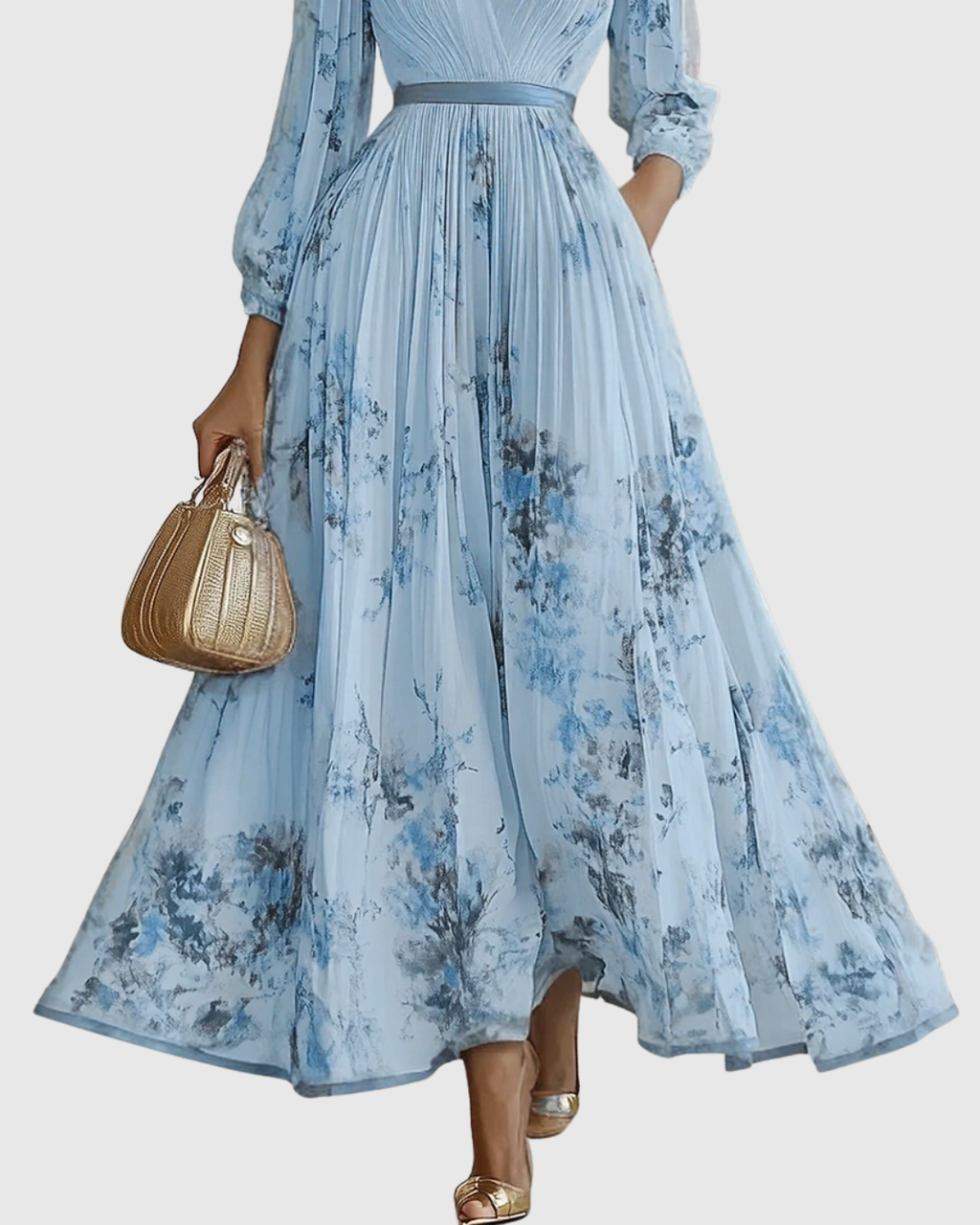 Rowella - Elegant Pleated Maxi Dress