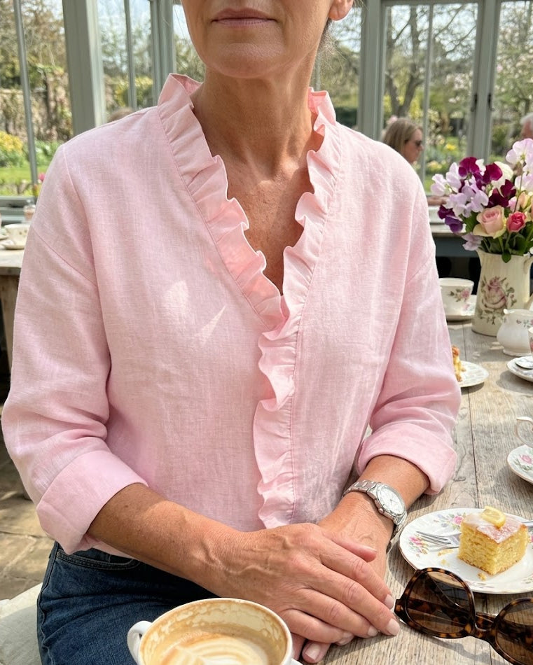 Indie | Blouse with Ruffles, V-Neck and Long Sleeves