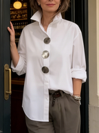 Stellara | Stand Collar Button Blouse