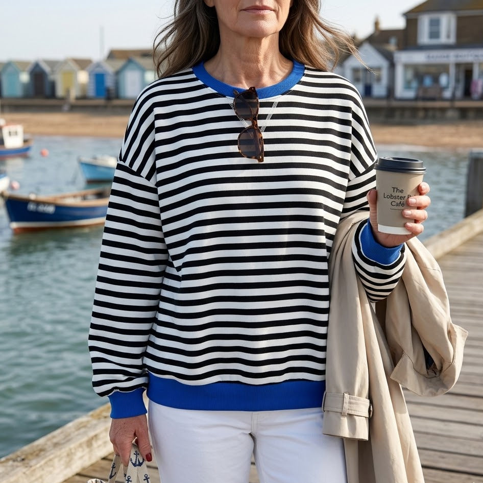 LUKA™ - Casual Long Sleeve Round Neck Striped Shirt