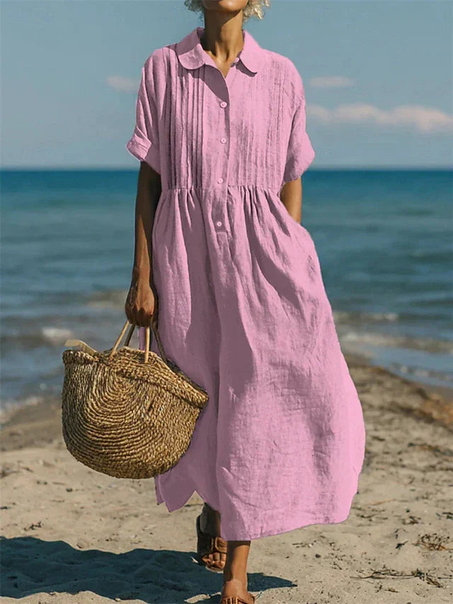 Iverra - Casual Cotton Shirt Dress