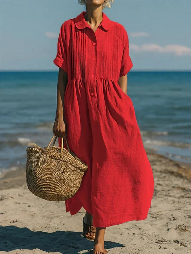 Iverra - Casual Cotton Shirt Dress