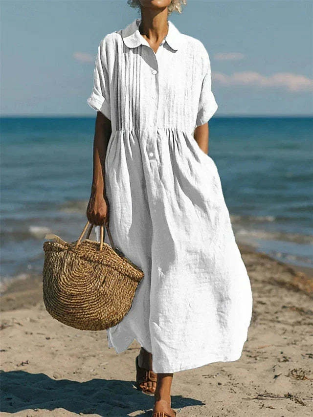 Iverra - Casual Cotton Shirt Dress