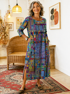 Manuela | Printed Dress with Ethnic Patchwork