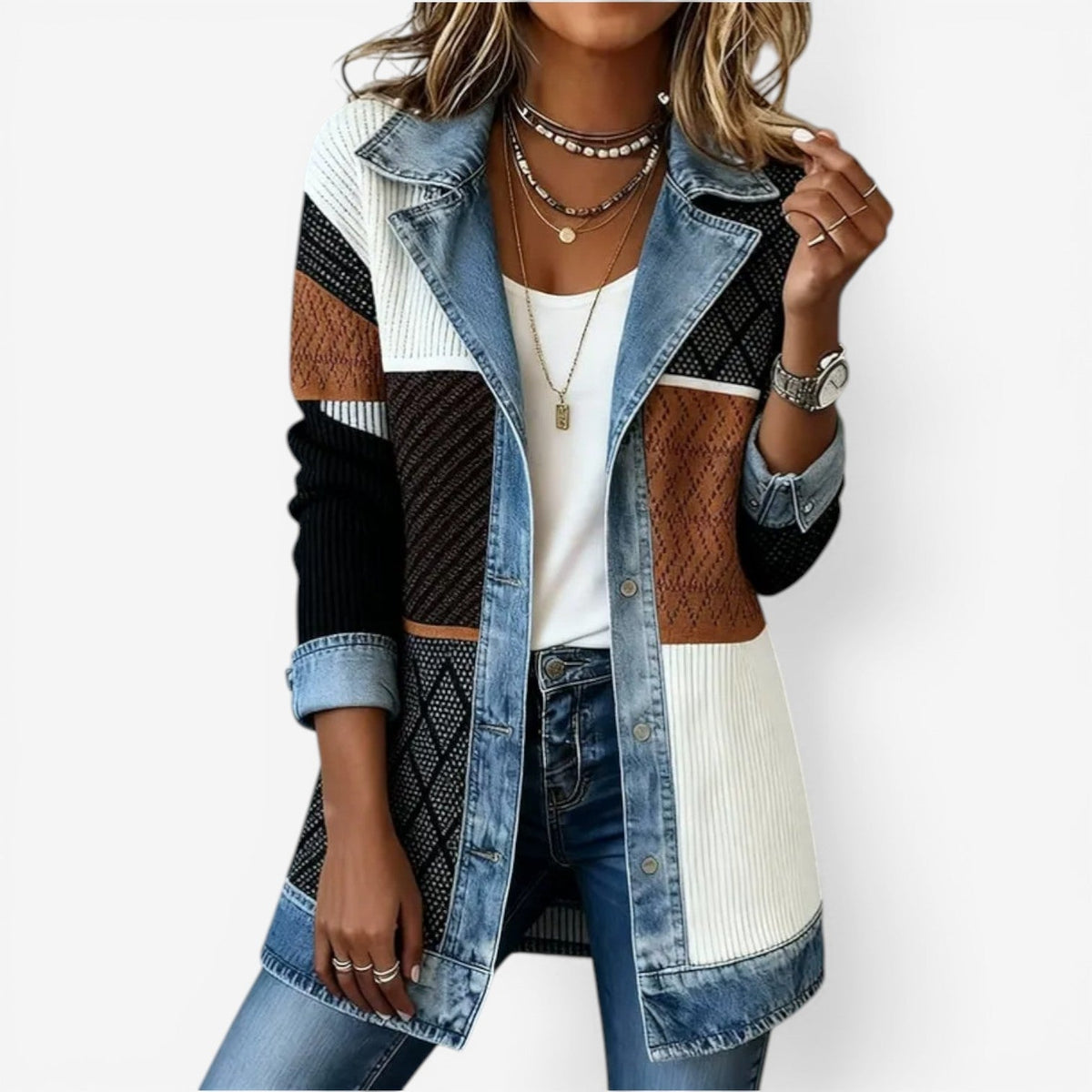 Emilia | Mixed Denim Jacket