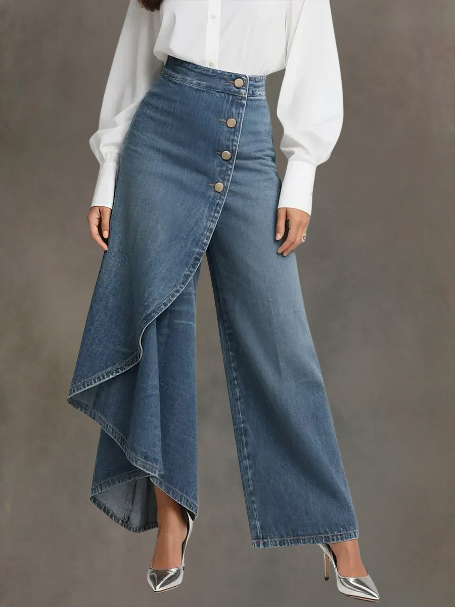 Women's High-waisted Relaxed Fit Wide-leg Jeans With A Stylish Design 2026
