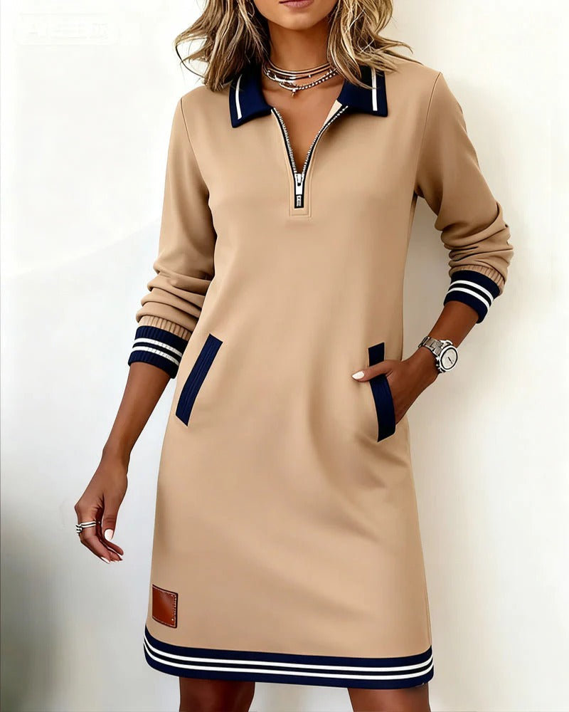 Lorena – Zip Collar Sweatshirt Dress