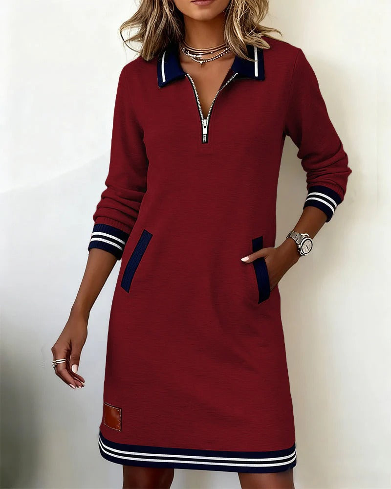 Lorena – Zip Collar Sweatshirt Dress