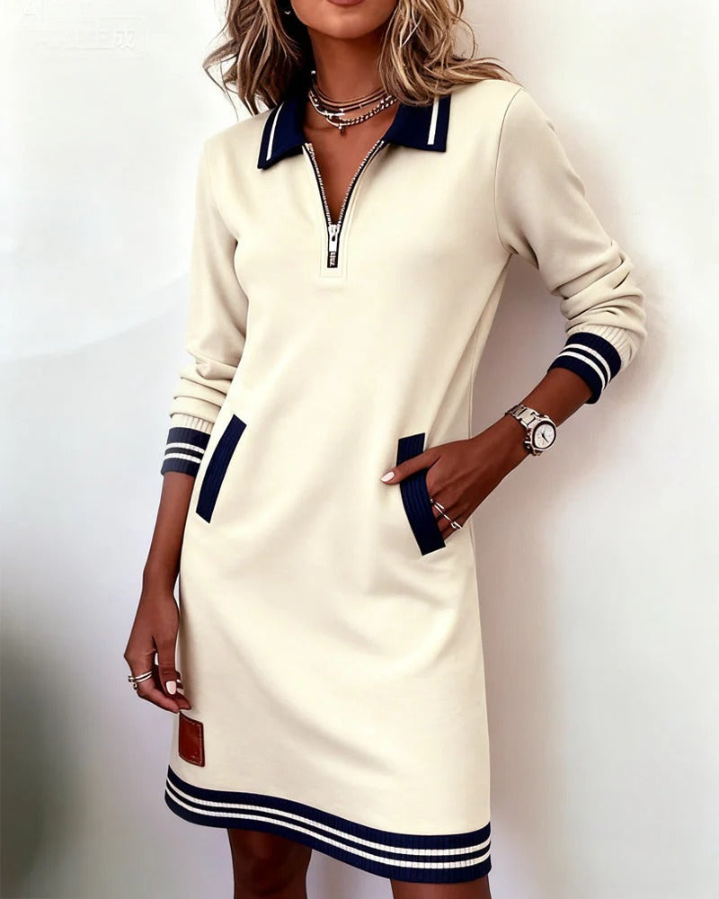 Lorena – Zip Collar Sweatshirt Dress